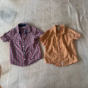 Bundle Plaid boys Shirts - Red and Orange Button Up shirts spring 5T Toddler